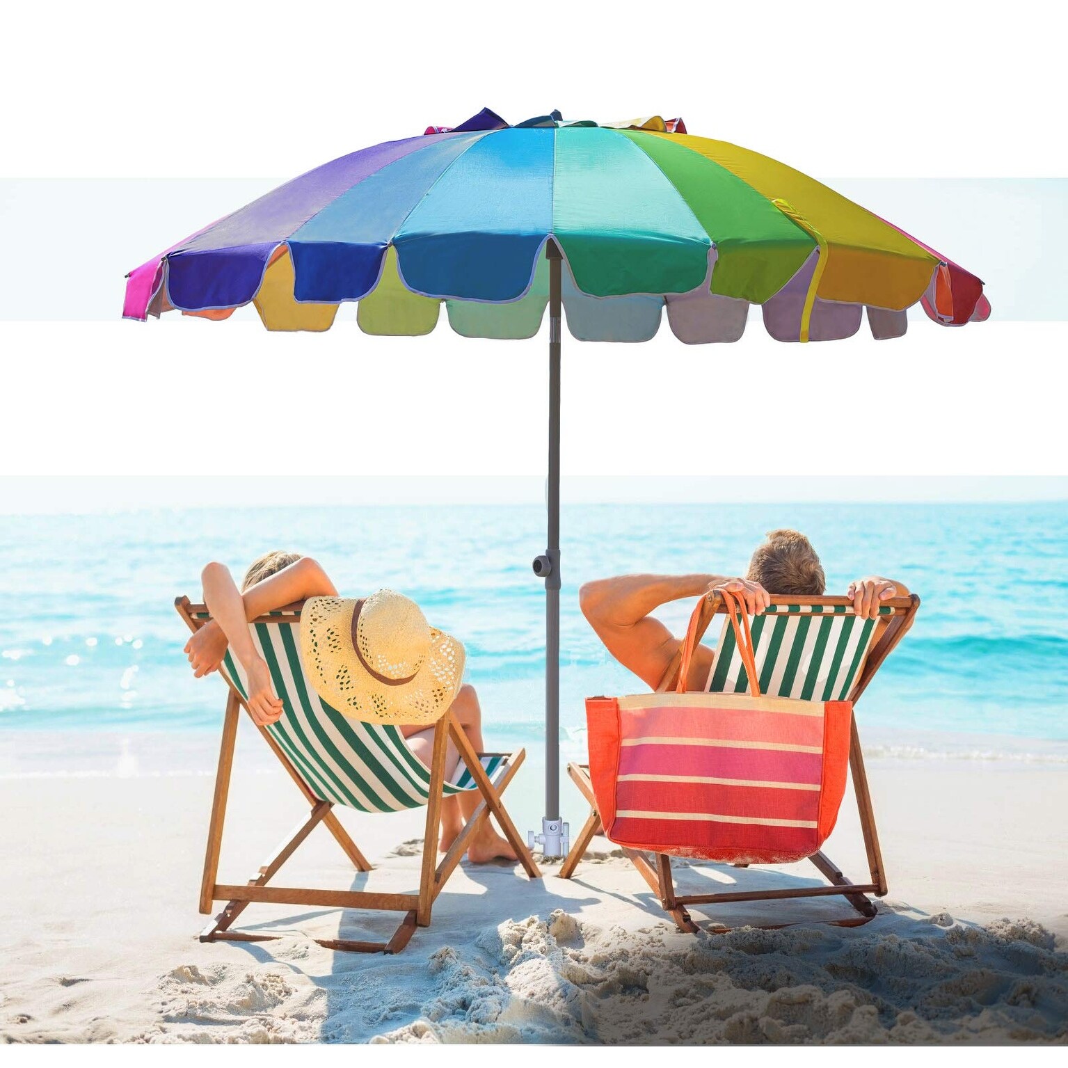 7.5ft Heavy Duty HIGH Wind Beach Umbrella with sand anchor Tilt Sun Shelter UV 50 Protection Outdoor Umbrellas Sunshade Bed Bath Beyond 40486192